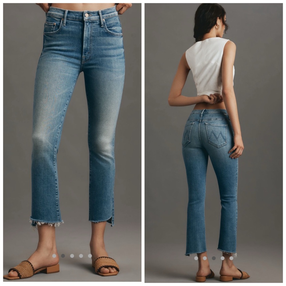 MOTHER The Insider Crop Step‎ Fray Monkey In The Middle Jeans Blue Size 23